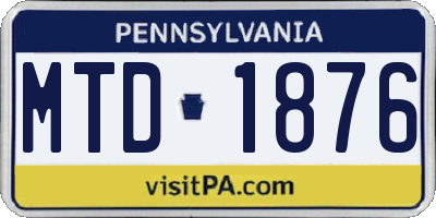 PA license plate MTD1876