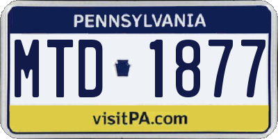 PA license plate MTD1877