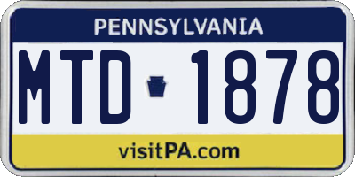 PA license plate MTD1878