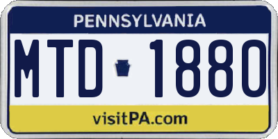 PA license plate MTD1880