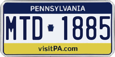 PA license plate MTD1885