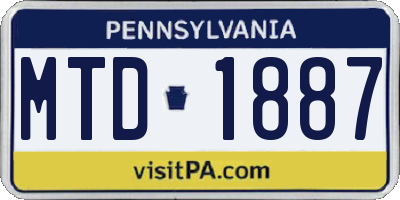 PA license plate MTD1887