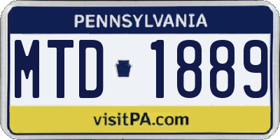 PA license plate MTD1889