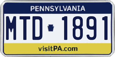 PA license plate MTD1891