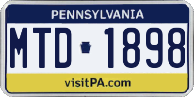 PA license plate MTD1898