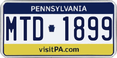 PA license plate MTD1899