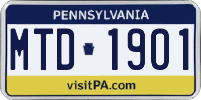 PA license plate MTD1901