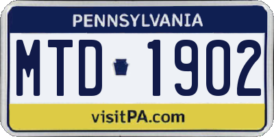 PA license plate MTD1902