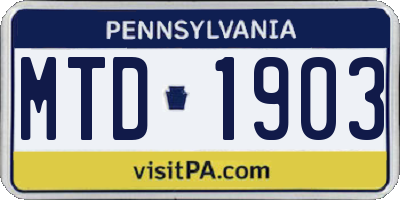 PA license plate MTD1903