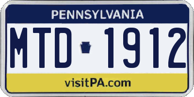 PA license plate MTD1912
