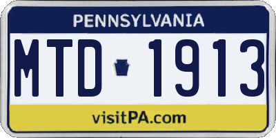 PA license plate MTD1913
