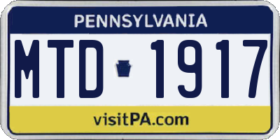 PA license plate MTD1917