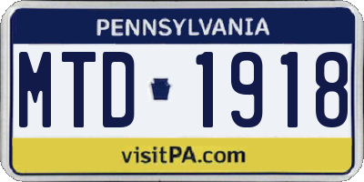 PA license plate MTD1918