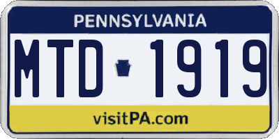 PA license plate MTD1919