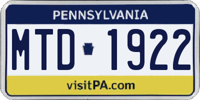 PA license plate MTD1922