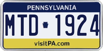 PA license plate MTD1924