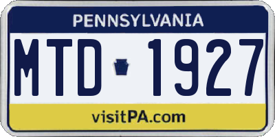 PA license plate MTD1927