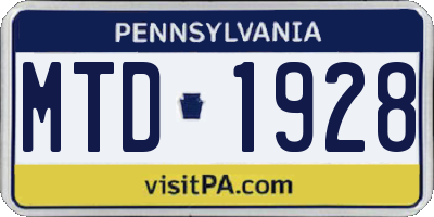 PA license plate MTD1928