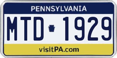 PA license plate MTD1929