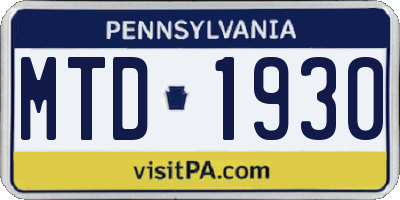 PA license plate MTD1930