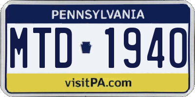 PA license plate MTD1940