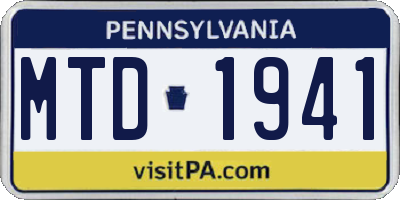 PA license plate MTD1941