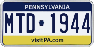 PA license plate MTD1944