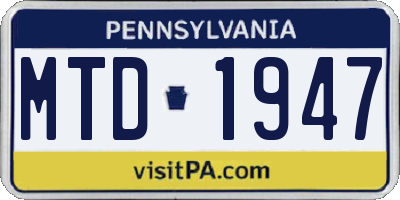 PA license plate MTD1947