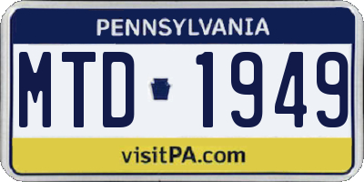 PA license plate MTD1949