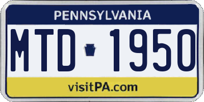 PA license plate MTD1950