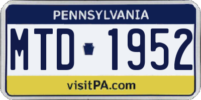 PA license plate MTD1952