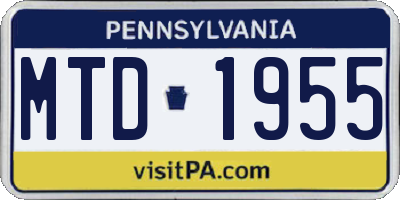 PA license plate MTD1955
