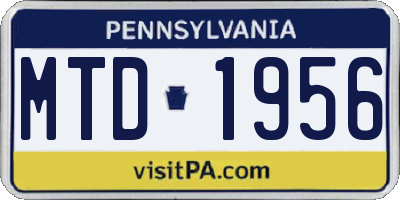 PA license plate MTD1956