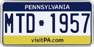 PA license plate MTD1957