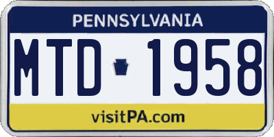PA license plate MTD1958