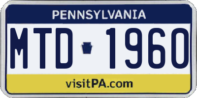 PA license plate MTD1960