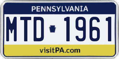 PA license plate MTD1961