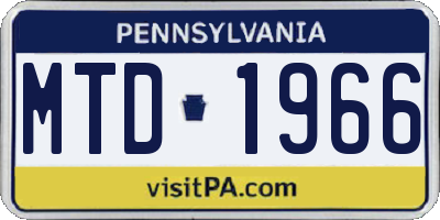 PA license plate MTD1966
