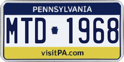 PA license plate MTD1968