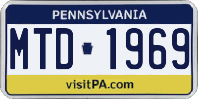 PA license plate MTD1969
