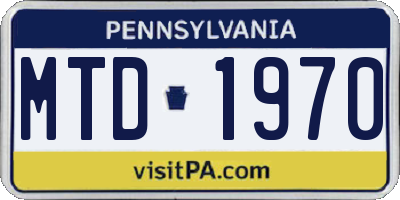 PA license plate MTD1970