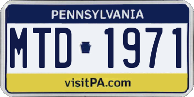 PA license plate MTD1971