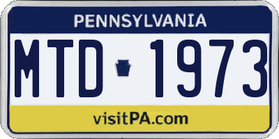 PA license plate MTD1973