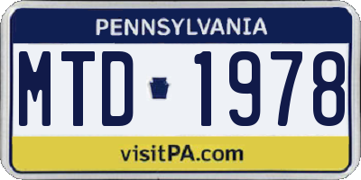 PA license plate MTD1978