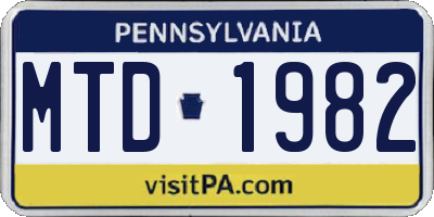 PA license plate MTD1982