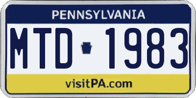 PA license plate MTD1983