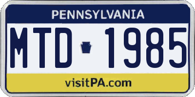 PA license plate MTD1985
