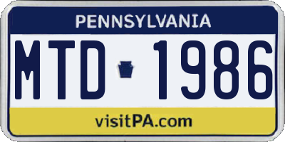 PA license plate MTD1986