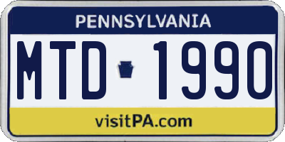 PA license plate MTD1990