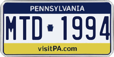 PA license plate MTD1994